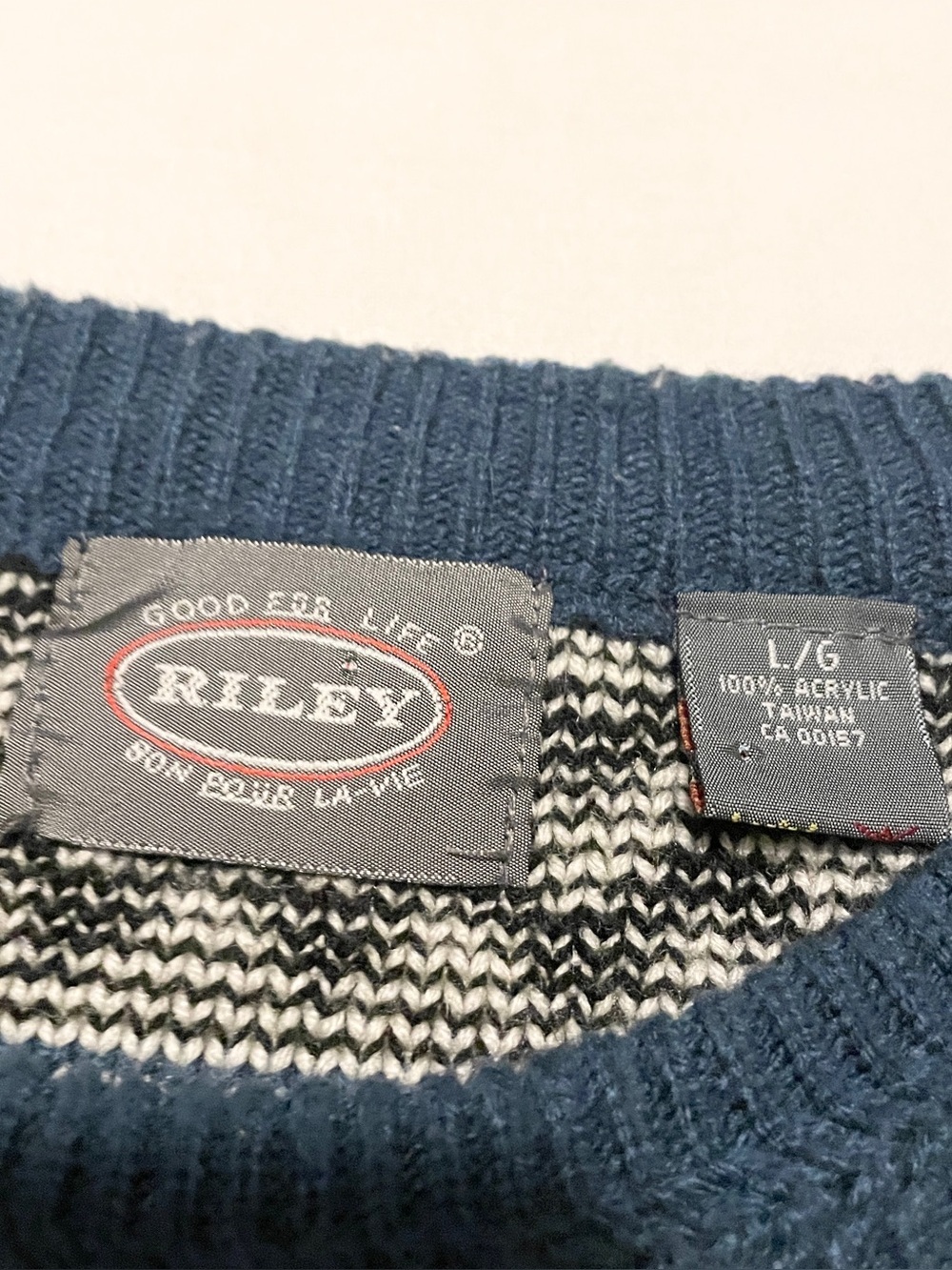 VTG 90s Riley Geometric Knit Grandpa Sweater Large - Picture 4 of 16